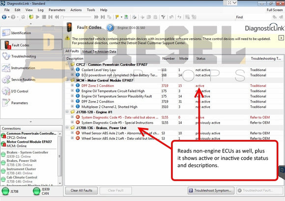 Detroit Diesel Diagnostic Link Laptop Scanner Tool