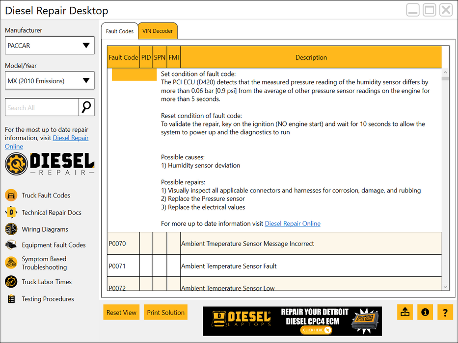 Diesel Repair Desktop (Free Fault Code Information)