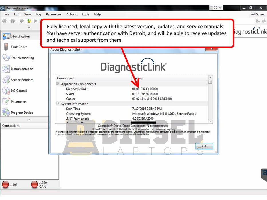 Detroit Diesel Diagnostic Link v8 & v6 Combo Standard Edition (12 Month License)